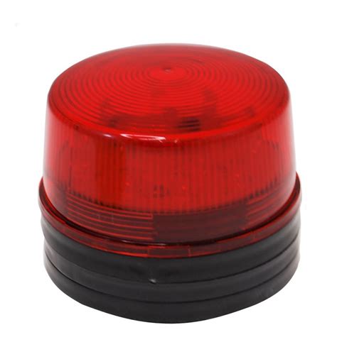 red light flashing outside on metal box|box with red light on top.